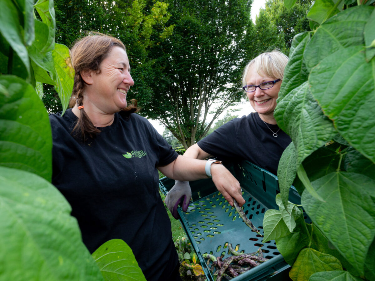 Emma and Jules in the gardens at Ryton